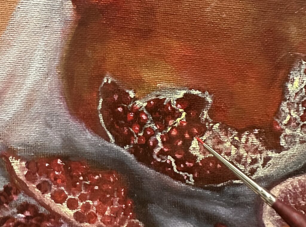 pomegranate painting close up